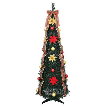 Künstlicher Weihnachtsbaum mit 100 LEDs Grün 150 cm PVC