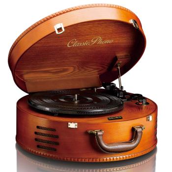 Retro-Plattenspieler mit 2 eingebauten Lautsprechern Braun