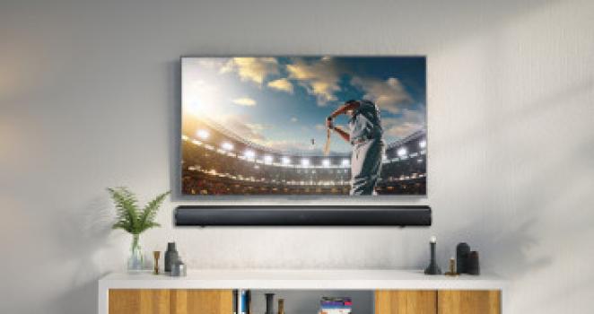 90cm Soundbar mit 80W RMS, Bluetooth, USB, integriertem Subwoofer und HDMI (ARC)