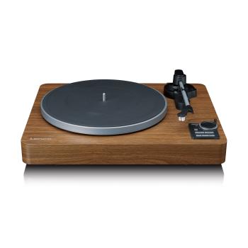 Vollautomatischer Plattenspieler mit Bluetooth®-Übertragung und Vorverstärker Plattenteller und Tonarm aus Metall Holz