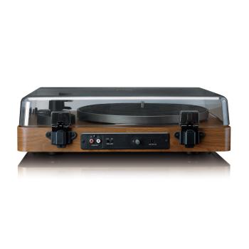 Vollautomatischer Plattenspieler mit Bluetooth®-Übertragung und Vorverstärker Plattenteller und Tonarm aus Metall Holz