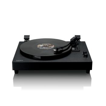 Plattenspieler aus Holz mit eingebauten Lautsprechern und Bluetooth®
