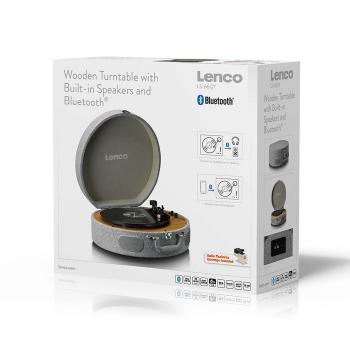 Retro-Schallplattenspieler aus Holz mit eingebauten Lautsprechern, Bluetooth® und AT3600L Tonabnehmer Grau