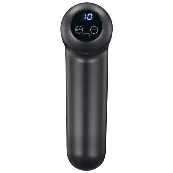 Wiederaufladbare Massagepistole mit LED 4 Köpfe Schwarz