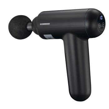 Wiederaufladbare Massagepistole mit LED 4 Köpfe Schwarz