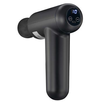 Wiederaufladbare Massagepistole mit LED 4 Köpfe Schwarz
