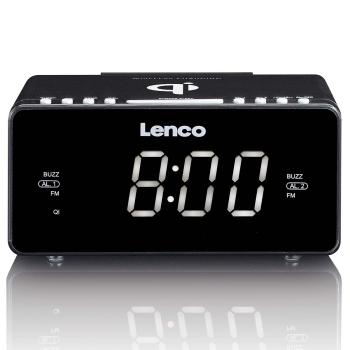 ARDEBO.de - Stereo FM Radiowecker mit USB und Qi Wireless Smartphone-Ladung Schwarz