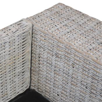 2-tlg. Sofagarnitur mit Auflagen Grau Natur Rattan