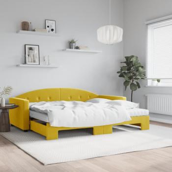 ARDEBO.de - Tagesbett Ausziehbar mit Matratzen Gelb 90x200 cm Samt
