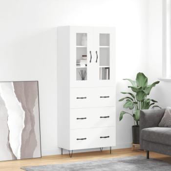 ARDEBO.de - Highboard Weiß 69,5x34x180 cm Holzwerkstoff