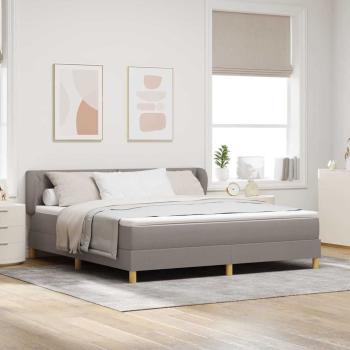 ARDEBO.de - Boxspringbett mit Matratze Creme 90x200 cm Stoff Taupe