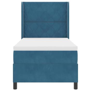 Boxspringbett mit Kopfteil Blau 90 x 190 cm Samt