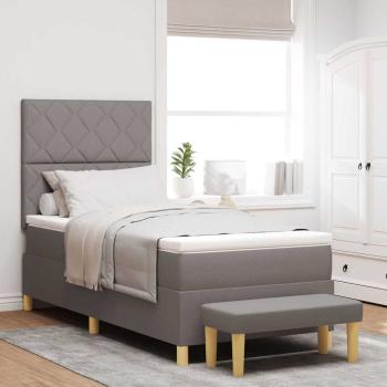 ARDEBO.de - Boxspringbett mit Matratze mit Kopfteil Taupe 90 x 200 cm Stoff