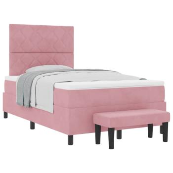 Boxspringbett mit Matratze mit Kopfteil Rosa 120 x 190 cm Samt