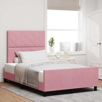 ARDEBO.de - Bettgestell mit Kopfteil Rosa 120 x 190 cm Samt