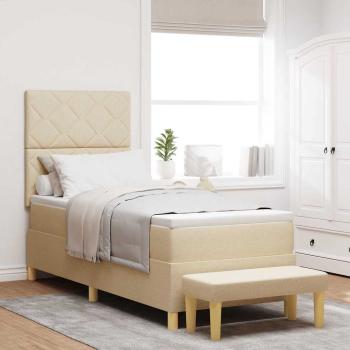 ARDEBO.de - Boxspringbett mit Matratze mit Kopfteil Creme 80 x 200 cm Stoff