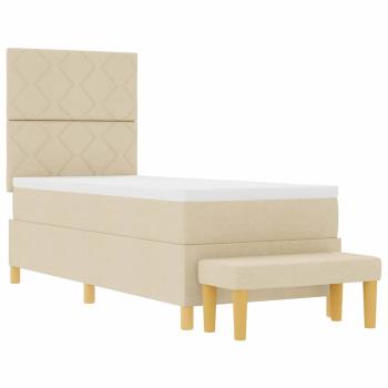 Boxspringbett mit Matratze mit Kopfteil Creme 80 x 200 cm Stoff