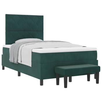 Boxspringbett mit Matratze Dunkelgrün 120 x 190 cm Samt