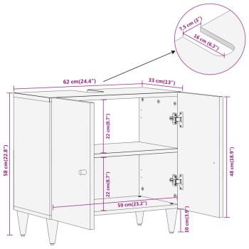 Waschbeckenunterschrank 62x33x58 cm Massivholz Mango
