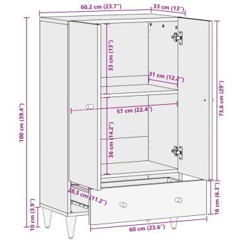 Highboard 60x33x100 cm Massivholz Mango