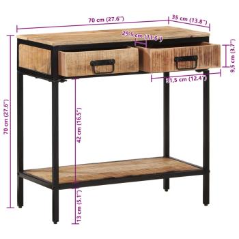 Konsolentisch 70x35x70 cm Raues Massivholz Mango