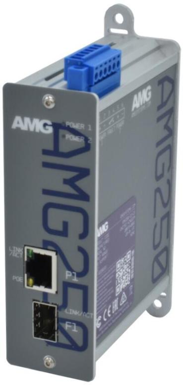 Hanwha Vision industrieller Multirate-PoE-Medienkonverter (AMG250-1GBT-1S-P90)