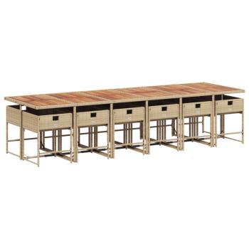 13-tlg. Garten-Essgruppe mit Kissen Beige Poly Rattan