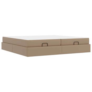 Bettgestell mit Matratze Cappuccino 200 x 200 cm Kunstleder
