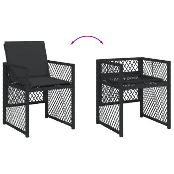 Gartenstühle mit Kissen 4 Stk. Schwarz Poly Rattan