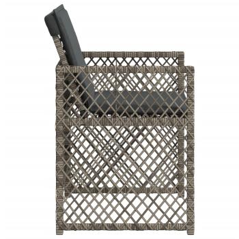 Gartenstühle mit Kissen 4 Stk. Grau Poly Rattan