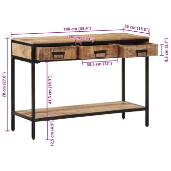 Konsolentisch 100x35x70 cm Raues Massivholz Mango