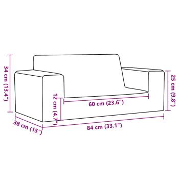 Kindersofa 2-Sitzer Anthrazit Weich Plüsch