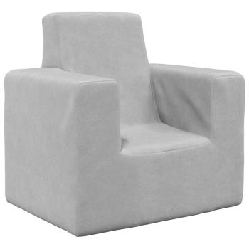 ARDEBO.de - Kindersofa Hellgrau Weich Plüsch