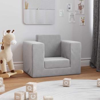 Schlafsofa für Kinder Hellgrau Weicher Plüsch