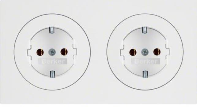 ARDEBO.de Berker 47202089 Steckdosen-Kombination SCHUKO, 2fach, mit Rahmen, R.3, polarweiß glänzend