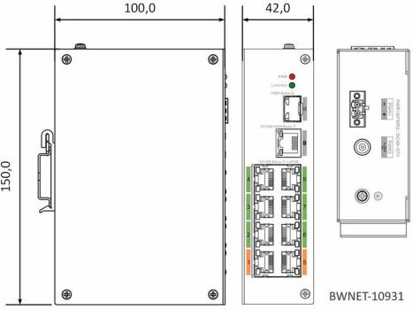 Burg Guard BWnet-10931 BURG-GUARD Gigabit, 10-Port,8x PoE af/at,max.150W, 10x 10/100/1000 Mbit Switch, 2x Uplink Port ( 579732 )