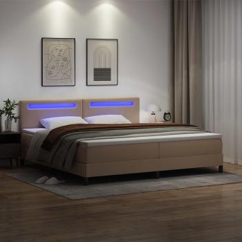 Bettgestell mit Matratze Cappuccino 200 x 200 cm Kunstleder