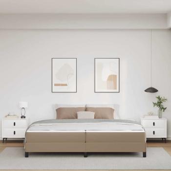 Bett mit Matratze Cappuccino 200 x 200 cm Kunstleder