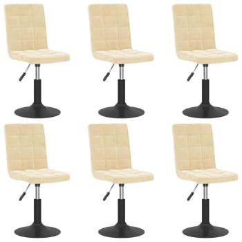 Esszimmerstühle 6 Stk. Drehbar Creme Samt