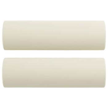 3-tlg. Sofagarnitur mit Kissen Creme Samt