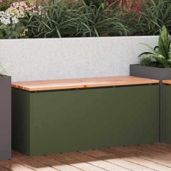 ARDEBO.de - Gartenbank Olivgrün 100 x 40 x 43 cm Stahl