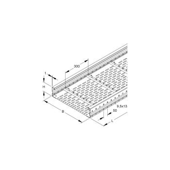 Niedax WRL 105.400 Weitspannkabelrinne, 105x400x6000 mm, t=1,5mm, gelocht, Stahl, bandverzinkt
