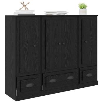 Sideboard 3 pcs Schwarz Eichen-Optik Holzwerkstoff