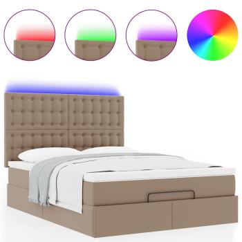 Ottoman-Bett mit Matratze & LEDs 140x200cm Kunstleder