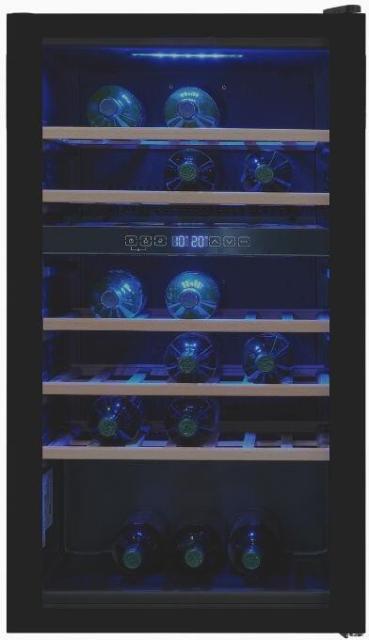 ARDEBO.de Exquisit WS2-45-GTE-160G Stand Weinkühlschrank, 49 cm breit, 45 Standardweinflaschen, Kindersicherung, schwarz