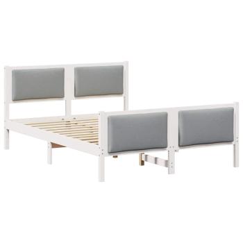 Bettgestell mit Kopfteil Hellgrau 150 x 200 cm Stoff