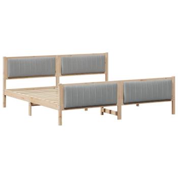 Bettgestell Braun und hellgrau 200 x 200 cm Massivholz Kiefer