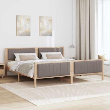 Bettgestell Braun und Taupe 200 x 200 cm Massivholz Kiefer