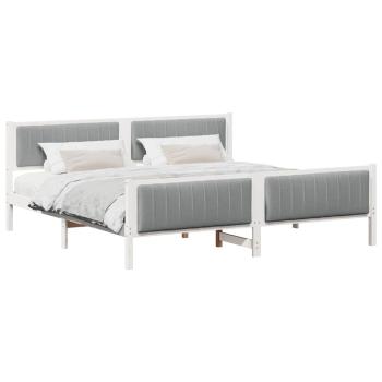 Bettgestell Weiß und hellgrau 200 x 200 cm Massivholz Kiefer