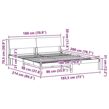 Bettgestell Braun und Schwarz 180 x 200 cm Massivholz Kiefer
